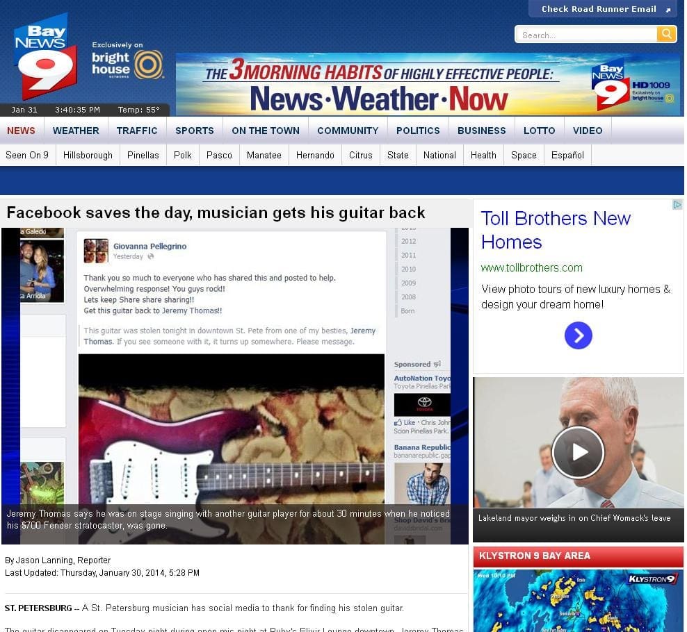 Judge PR Places Tampa Musician on ABC’s The LiST and Bay News 9