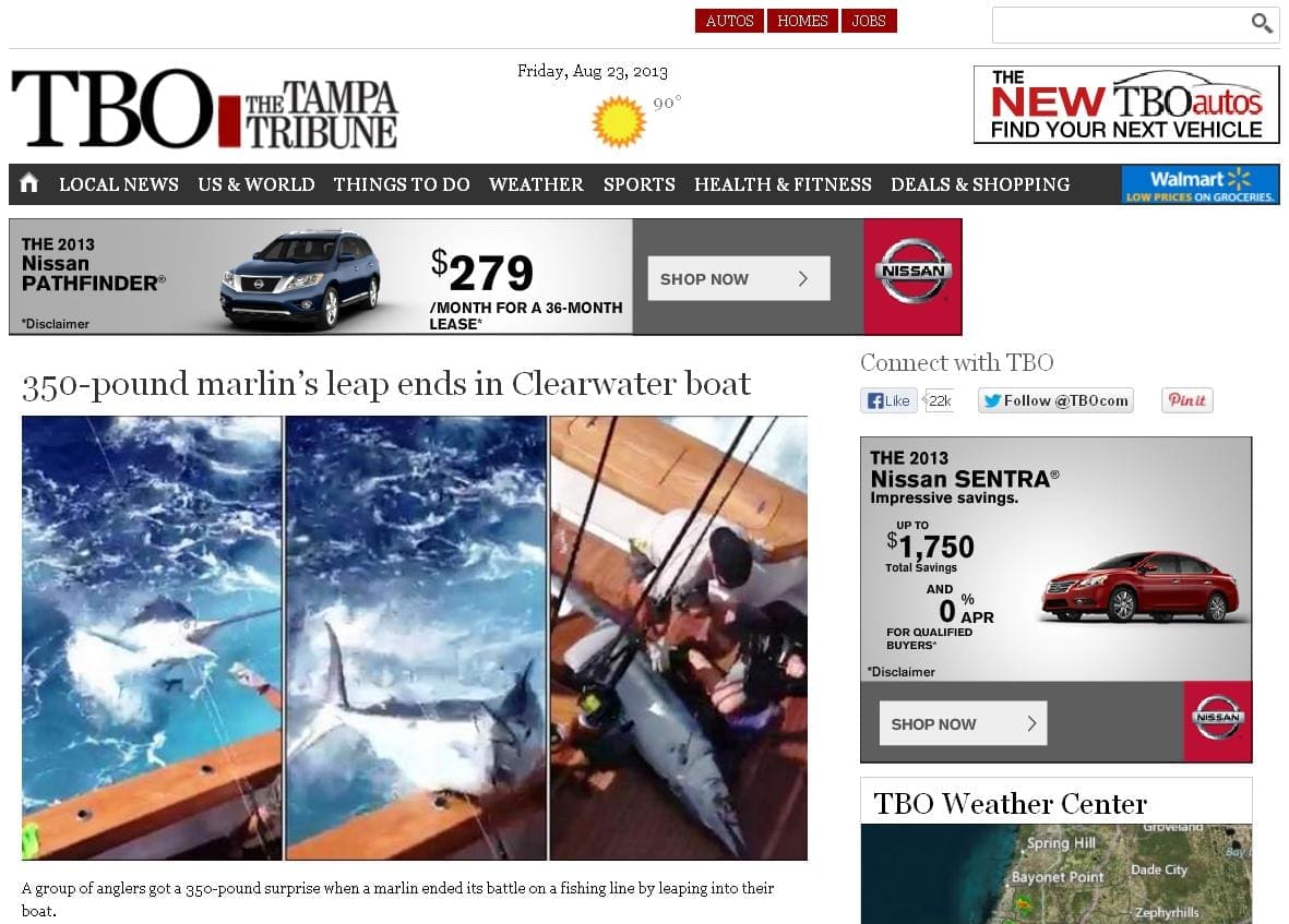350-pound marlin’s final leap ends in Clearwater boat